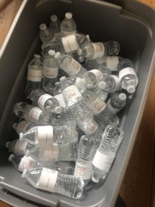 Bottles of Water ready to go to the Alzheimer's Walk