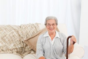 Senior woman with cane